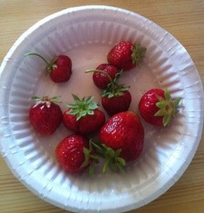 Årets första jordgubbar från lantstället, himmelskt goda!