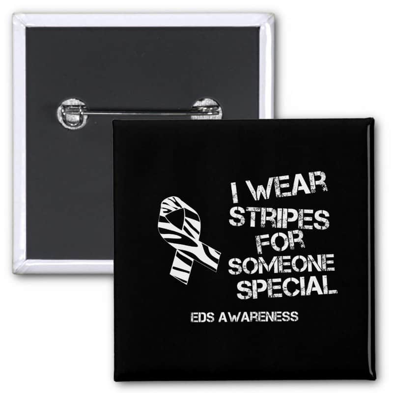 EDS pin, I wear stripes for someone special. EDS awareness, Ehlers-Danlos syndrom. Vill du köpa en EDS-pin så förmedlar jag det! Fick bra bemötande från Posten.