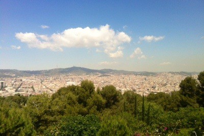 Utsikten från Castillo Montjuic i Barcelona