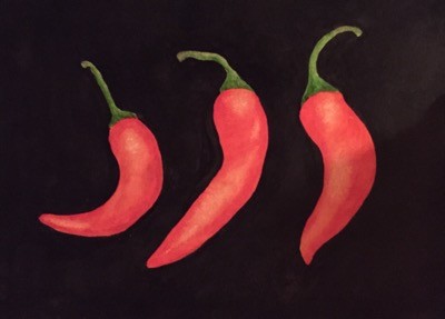 Chili, målat i akvarell