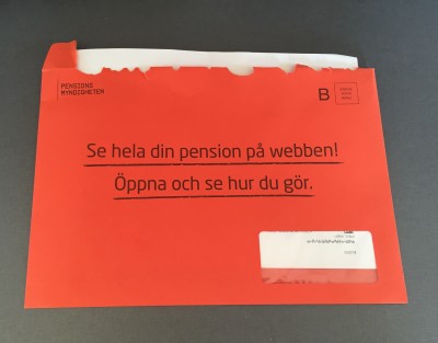 Årsbesked 2016, orange kuvert