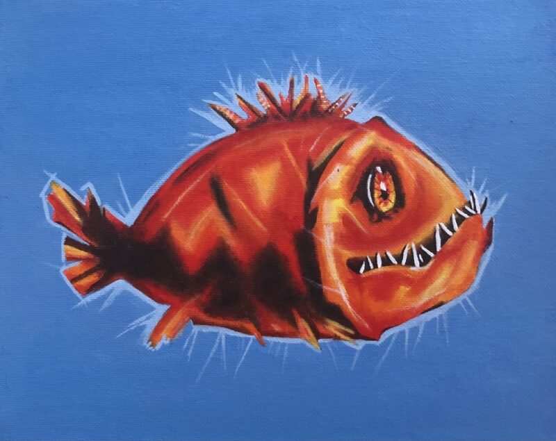 Fisk i akrylfärg